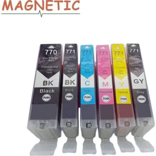 6 ink for canon 770 PGI-770 compatible ink cartridge full ink For canon PIXMA MG5770 MG6870 MG7770 printer PGI770