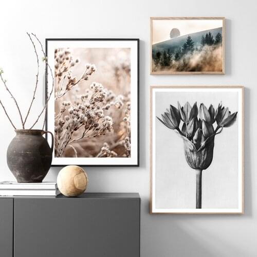 Abstract Poster Autumn Landscape Forest Nature Reed Leaf Canvas Painting Scandinavian Wall Art Pictures for Home Design