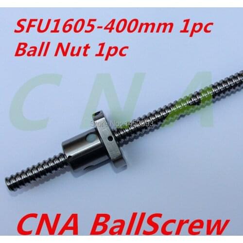 Free Shipping SFU1605 400mm RM1605 400mm Rolled Ball screw 1pc+1pc ball nut for SFU1605 no end machined