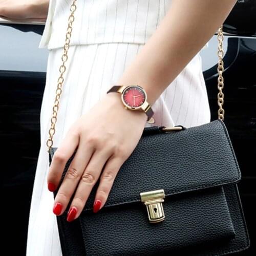 IBSO Top Brand Fashion Red Watch Women Genuine Leather Band Women Watches 2019 Analog Quartz Wristwatch Waterproof Montre Femme