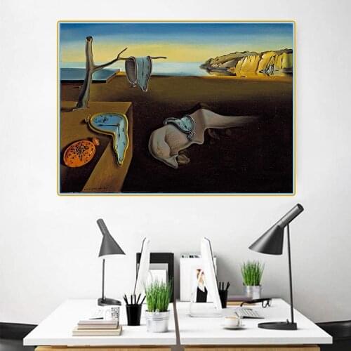 Citon Salvador Dali《The Persistence of Memory and the postmodern frame》Canvas Art Oil painting Artwork decor Home Decoration