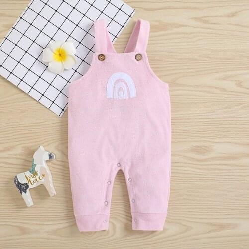 Summer Infant Baby Overalls Rainbow Print Suspender Long Jumpsuit Children Baby Girls Sleeveless Palysuit Lovely Rompers