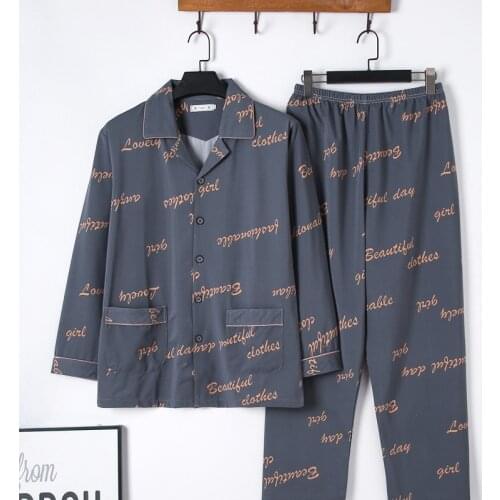 Home Style Mens Pajamas Set Autumn Winter Soft Warm Cotton Men Pajamas Sets Long Sleeve Sleepwear Set Leisure HomeWear Clothes