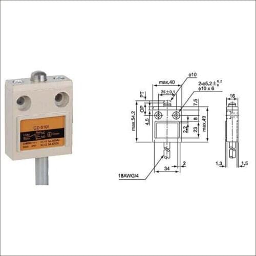 Switch travel limit switch 15A Electrical Safety Key Interlock switch Compact Prewired switch CZ-3101
