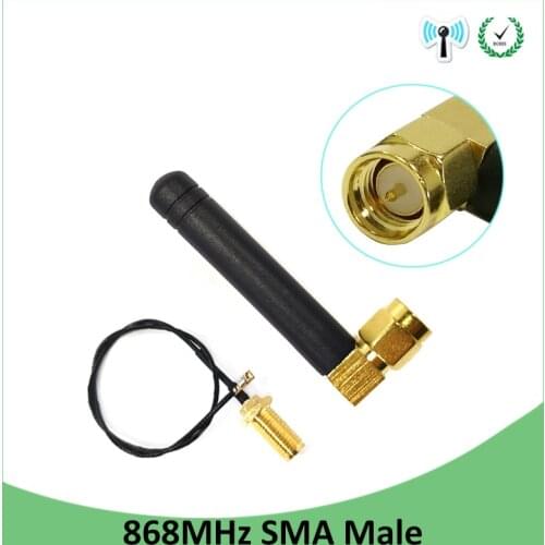 10pcs 868MHz 915MHz Antenna 2dbi SMA Male Connector GSM 915 MHz 868 MHz antena antenne +21cm RP-SMA/u.FL Pigtail Cable