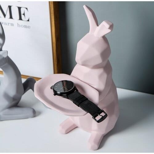 Ceramic Animal Storage Geometric Sundries Storage Basket Nordic Deer Rabbit Living Room Home Decoration Countertop Decor Gifts