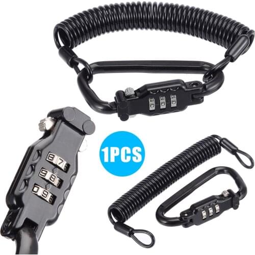 Mayitr 1PC Universal Motorcycle Helmet Lock Helmet 1.8M Black PVC Plastic Combination Lock with T-Bar