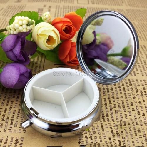 Metal Pill Box Blank Box Factory Direct Sell Diameter 5cm DIY Medicine Organizer container silver Free shipping