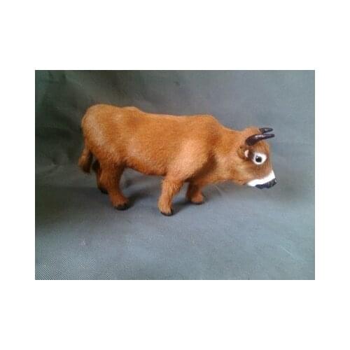 Simulation yellow cattle model,polyethylene&furs 27x13cm standing cattle prop.home decoration toy Xmas gift w4154