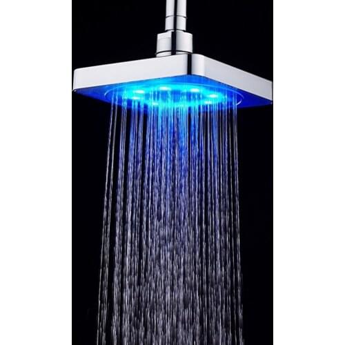 NEW 6 Inch LED Rainfall Shower Head Square Shower Head Temperature Sensing Luminous Color Changing Shower Bathroom Top Spray