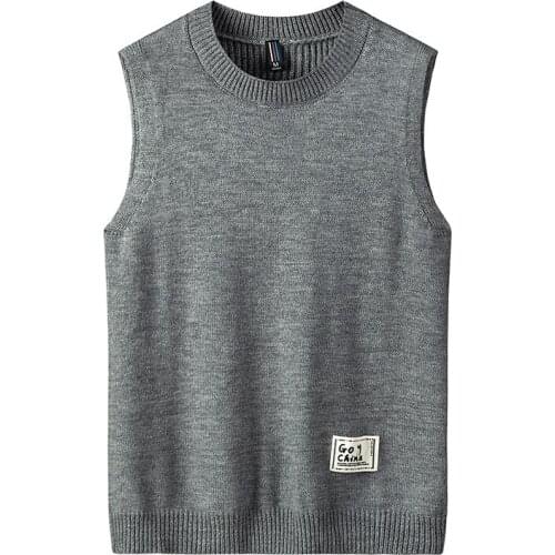 2020 Autumn& Winter New Korean Arrival Round Neck Stretch Simple Solid Casual Knitted Vest All-match Men Vest Tide Free Shipping