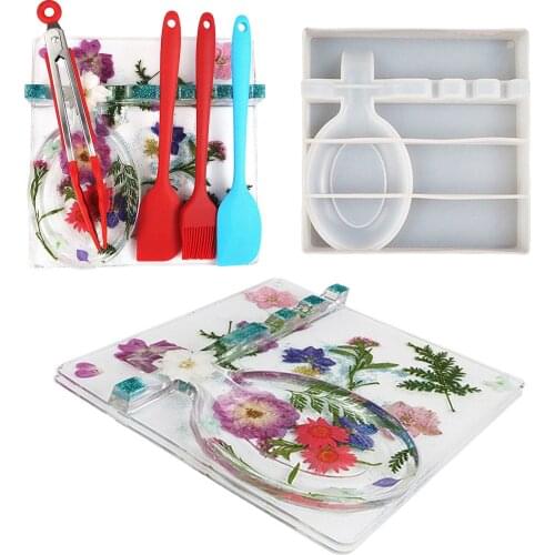 Kitchen Spoon Holder Resin Mold Silicone Spoon Rest Tray Mold DIY Tray Casting Handcraft Kitchen Utensils Organizer Mould