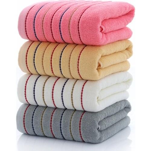 100% Cotton 70*140 Bathroom Towels Super Soft Stripes Beach Towels Solid Color Bath Towels for Adults Quick-Dry Havlu