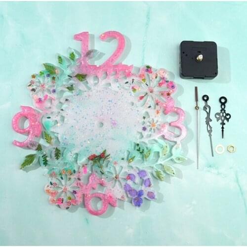R58E Flower Clock Wall Decoration Crystal Epoxy Resin Mold Hanging Ornaments Casting Silicone Mould DIY Crafts Home Decortives