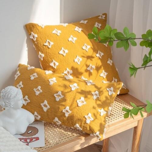 Nordic Embroidery Flowers Cushion Cover 45x 45cm/30x50cm Tufted Pillow Cover Square Home Decoration for Car Living Room Bed Room