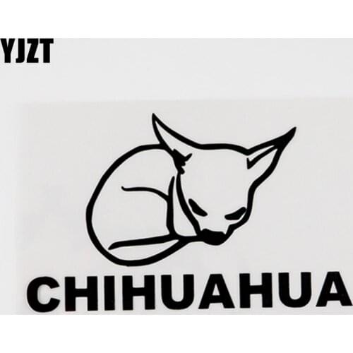 YJZT 13.3CMX8CM Sleeping Animal Chihuahua Dog Vinyl Decal Car Sticker Black/Silver 8C-0062