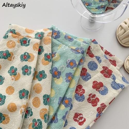 Skirts Women Floral Casual Mini Students Colorful Simple Elegant 3 Colors High Waist Summer All-match Clothing Friends Aesthetic