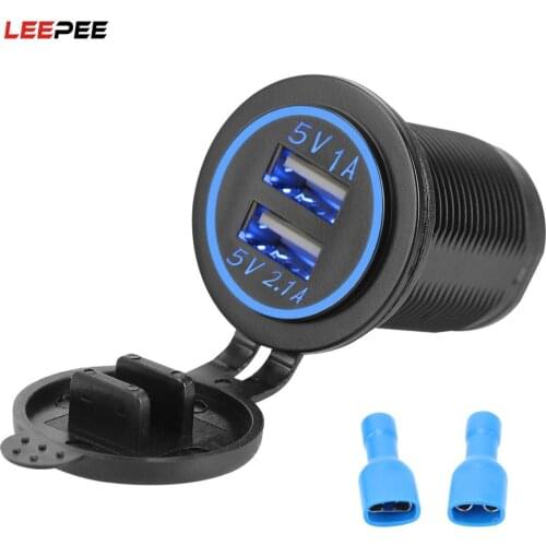 LEEPEE 12-24V Dual USB Charger Waterproof for Auto Marine Motorcycle Truck Outlet Adapter LED Light Power Socket 3.1A