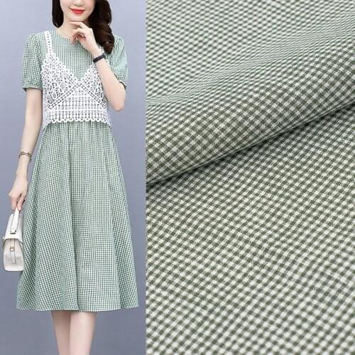 Green Grid Cotton Fabric For Dress Платье Tissus Au MÈTre Telas Por Metro Sewing Ткань Для Шитья Vestidos Coton Платье Metre