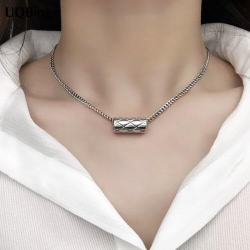 Simple Vintage Women 925 Sterling Silver Round Shape Pendant Necklaces Jewelry Wholesale