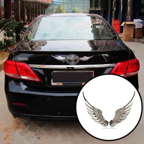 1 Pair Car Auto Motorcycle Body Sticker 3D Eagle Angel Wings Badge Style Decals Exterior Accessories Silver/Gold Aluminum
