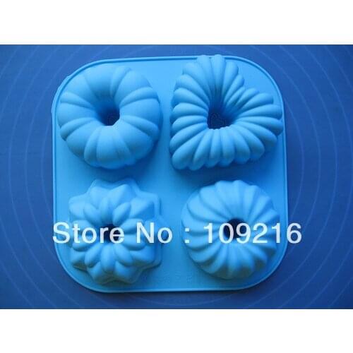 1pcs 4 Holes Hollow Goo Goo Green Good Quality 100% Food Grade Silicone Cake/Pudding/Chocolate Baking Pan DIY mold