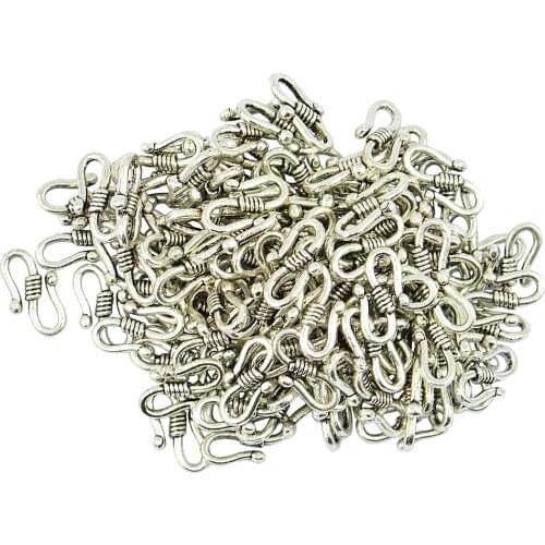 100 Pieces 15x8mm Alloy Antique Tibetan Silver S Hook Connectors