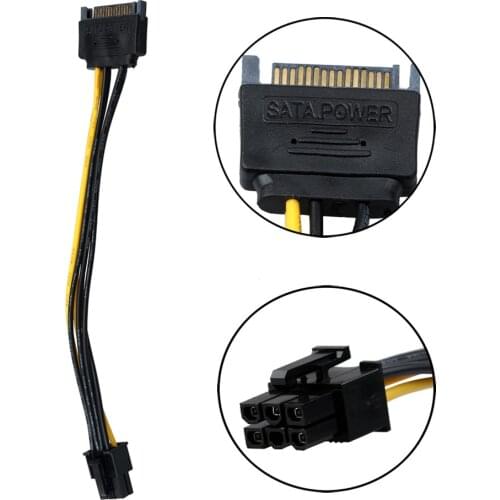 5pcs Power Cable 15 Pin To 6 Pin PCI EXPRESS PCI-E Sata Graphics Converter Adapter Video Card Power Cable Cord