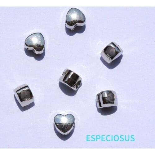 DIY Jewelry Accessory 10MM CCB Beads Heart Shape Acrylic Charms Rhodium Color Big Hole Acrylic Spacer Bracelet Making Department
