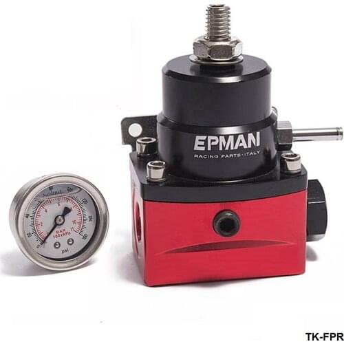 Aluminum Adjustable Fuel Pressure Regulator AN6 W 1/8 NPT (With Gauge/No with) TK-FPR-AF