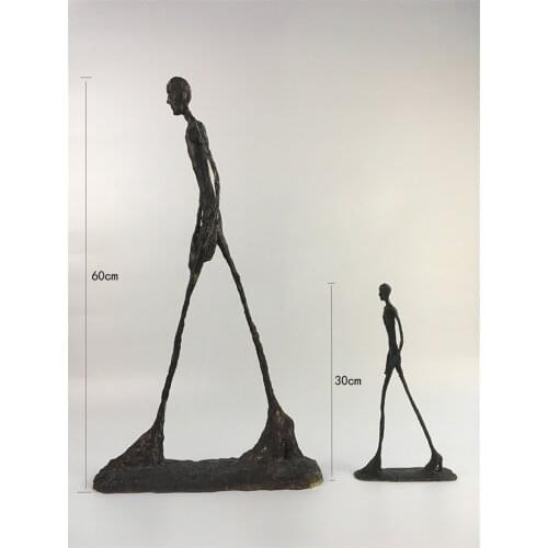 Big 60cm Handmade Crafts Brass copper Walking man Character Statue People Lone Walker Giacometti Sculpture Home Decoration decor
