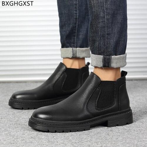 Ankle Boots for Men Male Chelsea Boots for Man 2021 Outdoor Shoes Man Leather Boots Men Black Winter Shoes Men Chaussure Homme