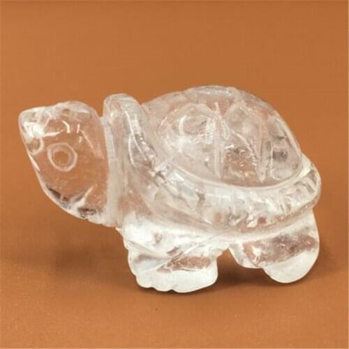 Healing minerals hand carved White Crystal Turtle natural clear quartz crystal tortoise for gift