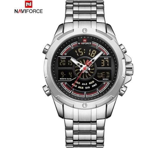 NAVIFORCE Watch Men Top Brand Luxury Stainless Steel Quartz Men’s Watches Silver Black Waterproof Sports Big Wrist Watch Male Cl