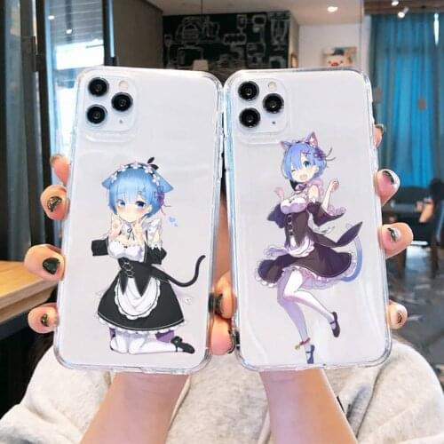 Anime ReZERO Ram Rem Phone Case Transparent soft For iphone 5 5s 5c se 6 6s 7 8 11 12 plus mini x xs xr pro max
