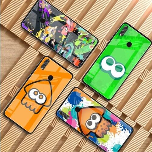 Colorful art cartoon Splatoon Tempered Glass Phone Case For Huawei P20 P30 P40 P40 Lite Pro Psmart Mate 20 30 Cover Shell