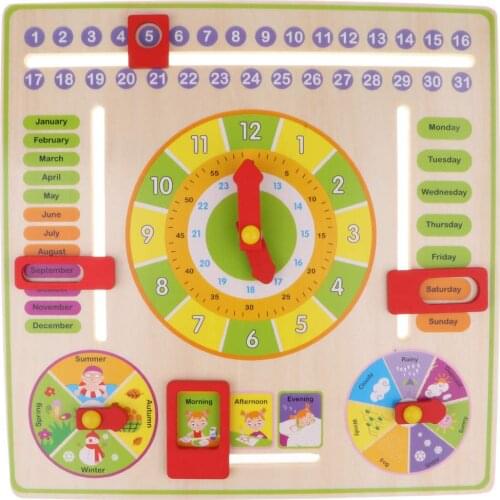 Wooden Clock Calendar Jigsaw Puzzle Game Time Learning Logical Thinking Educational Toy Birthday Gift for Children Kids