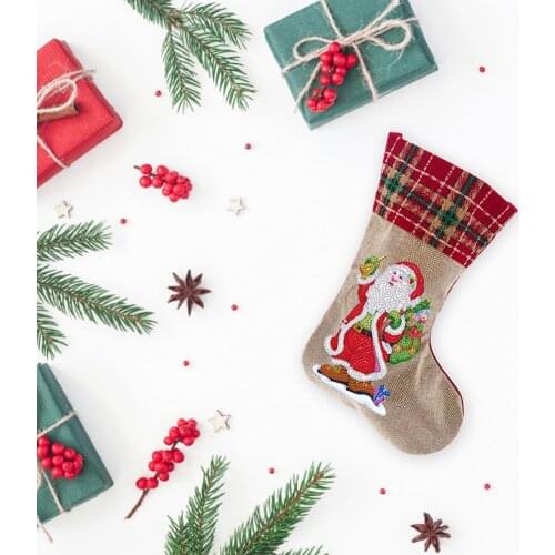 DIY 5D Diamond Painting Christmas Rhinestone Sock Embroidery Mosaic Gift Bag Art Craft Home Party Decoration Kid Gift