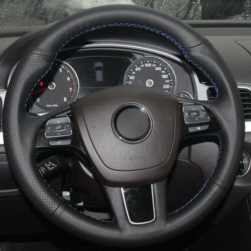 For Volkswagen VW Touareg Black Synthetic Leather Car Steering Wheel Cover Anti-slip fit all season
