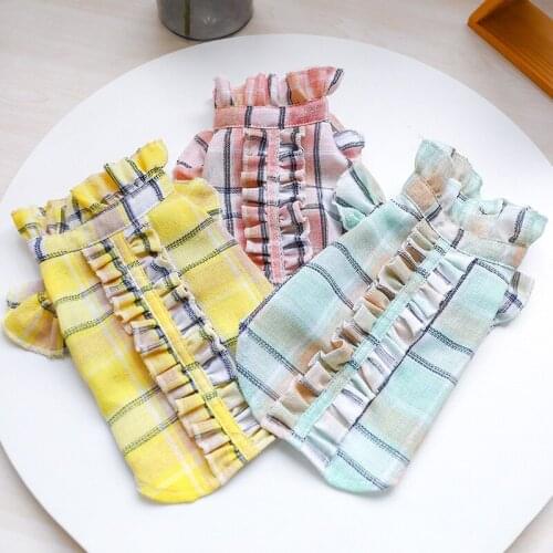 Breathable Dog Shirt Pet Clothes Two Legs Spring Summer Thin Plaid Dog Cat Clothing Chihuahua Yorkshire Ladies Puppy Garments