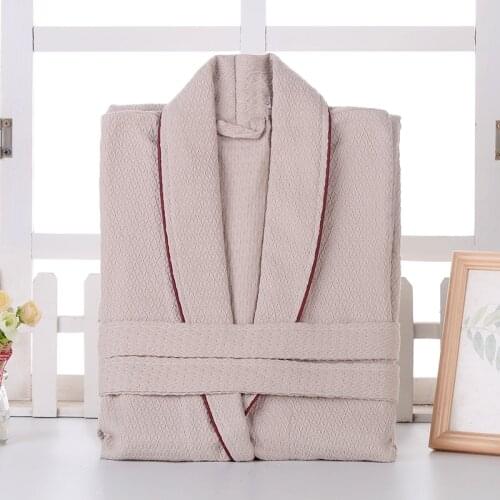 100% Cotton Bathrobe Men Pure Color bathrobes Kimono robe Hotel Unisex Pajamas Male Mens Robe Waffle Sleepwear Water Absorption