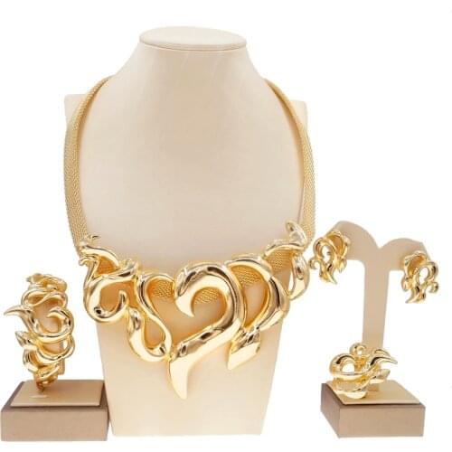 Yulaili High Quality Brazilian Italian Gold Four-piece Jewelry Set Fashion Heavy For Ladies Nowadays Popular Styles Jewelry Set