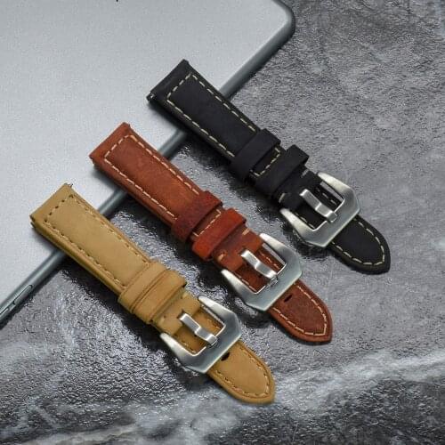 Crazy Horse Leather Watch Band 20mm 22mm 24mm Quick Release Genuine Leather Strap Woman Mens Watch Accessories