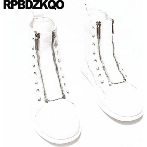 White short casual waterproof designer shoes men high quality autumn zipper trainer fall top boots sneakers ankle round toe male