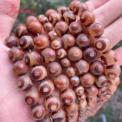 Round Brown Frost Eye Old Agates Stone Spacer Loose Beads for DIY Accessories Women Men Necklace Bracelets Jewelry Making 15"