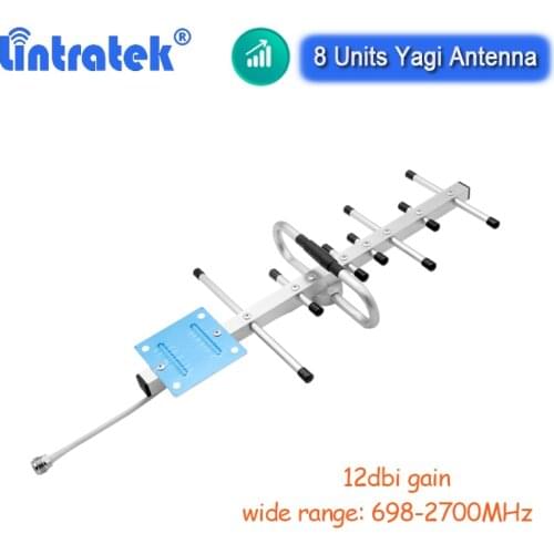 Lintratek 698-2700mhz 12dbi 8-units Yagi Outdoor Antenna LTE 4g GSM WCDMA DCS 2g 3g UMTS for Cellphone Cellular Signal Booster