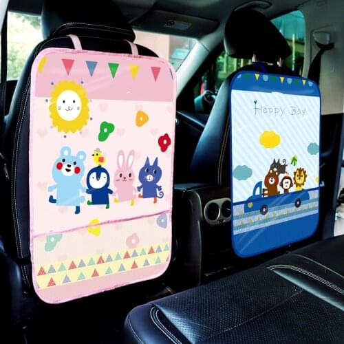 Multi-functional car seat anti-kick bag cartoon waterproof children protection cushion chair back debris large hanging bag