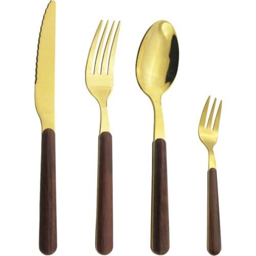 Gold Cutlery Set Stainless Steel Dinnerware Set Dinner Knife Fork Spoon Cake Fork Tableware Home Kitchen Flatware Silverware Set