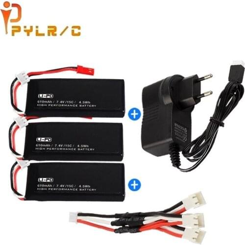 Original 7.4V 610mAh Lipo Battery and charger For X4 H502S H502E H216A RC Quadcopter Spare Parts for 7.4v Drone Battery