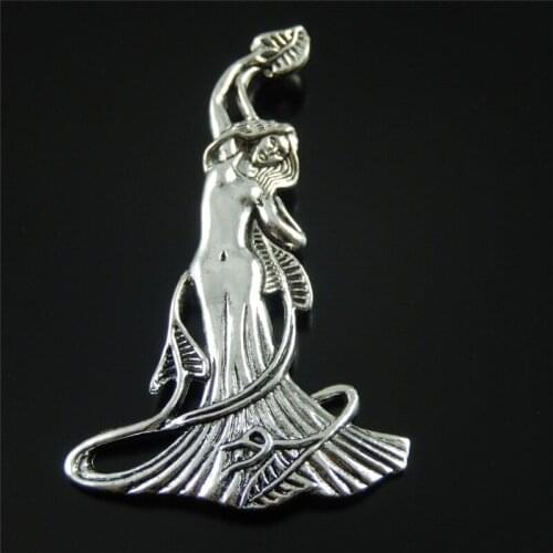 10PCS Antique Jewelry Retro Pendant Imitation Goddess Shape Charms Jewelry Finding Necklace Accessories 68*41*3mm
